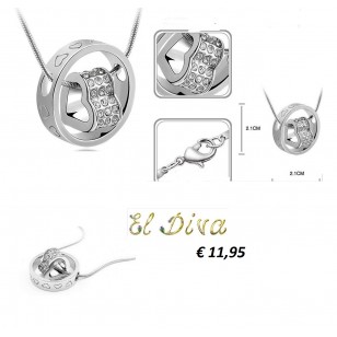 Ketting met hart bezet met strass stenen